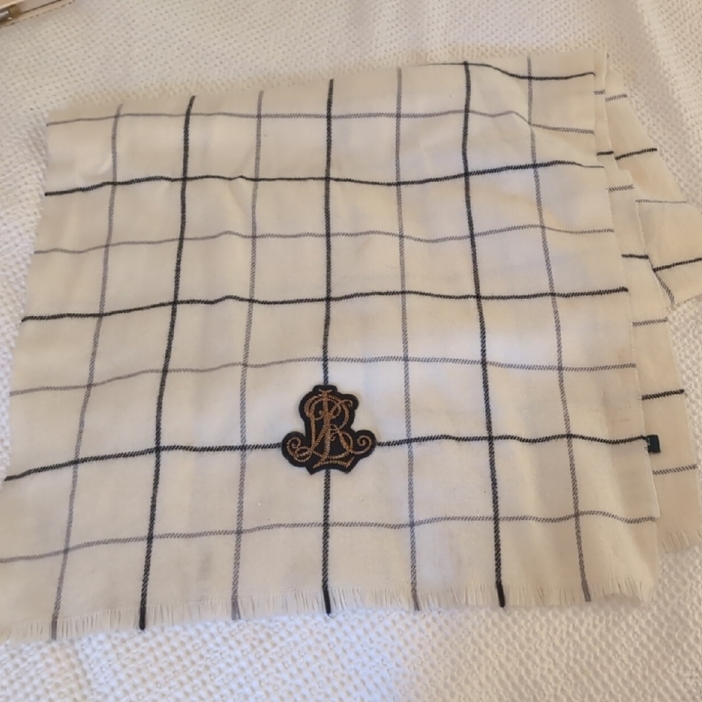 Ralph Lauren Cream and Black Patterned Scarf